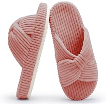 Chantomoo Slippers for Women Memory Foam House Bedroom Corduroy Bow Crossbands Slipper Shoes Comfy Trendy Gift Slippers