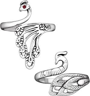 MIKIMIQI 2 Pack Adjustable Knitting Loop Crochet Loops Yarn Guide Finger Holder Rings Knitting Accessories Peacock Open Finger Ring Phoenix Adjustable Braided Ring for Faster Knitting
