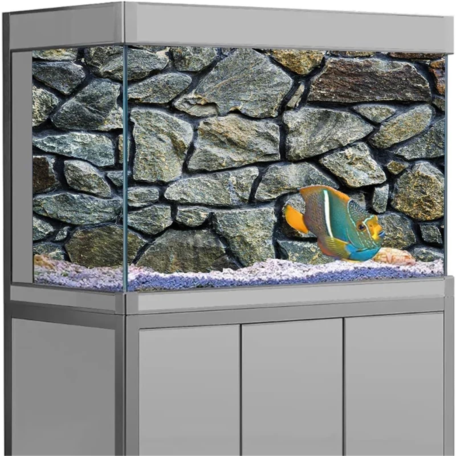 Aquarium Rückwandfolie 1 Rolle Aquarium-Hintergrundposter mit 3D-Effekt, schwarzer Stein, HD-Stein, Selbstklebender Aquarium-Hintergrund(White,40x80cm)