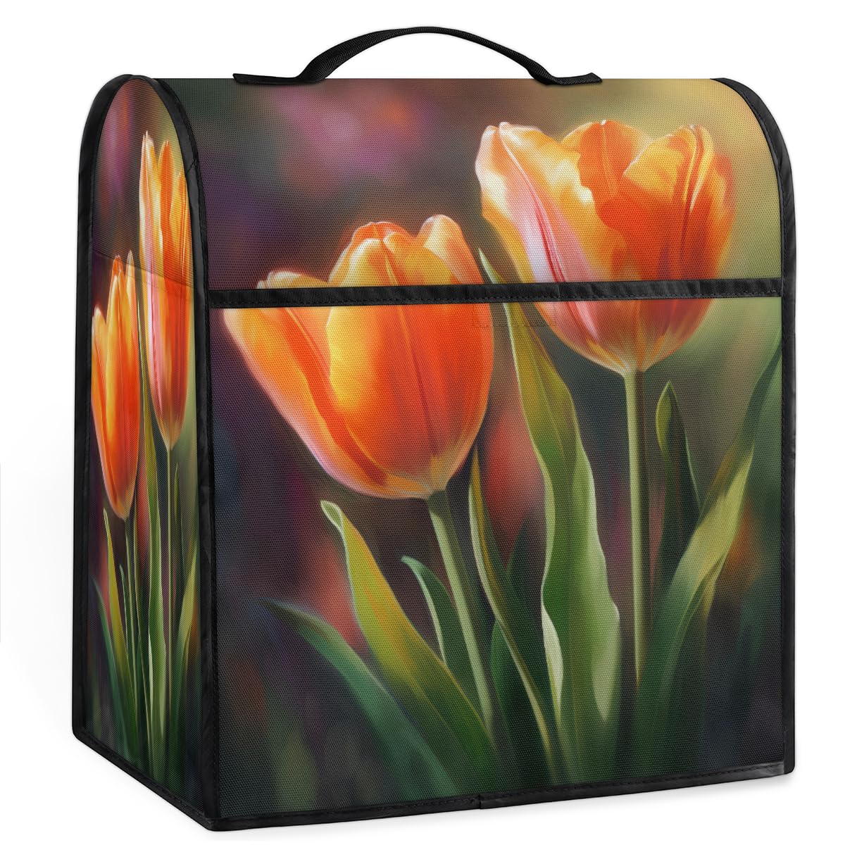 Coffee Maker Cover Tulip Kitchen Appliance Covers Small Appliance Covers Blender Cover Juicer Cover Dust Covers for Kitchen Appliances with Top Handle and Pockets,Washable,C28