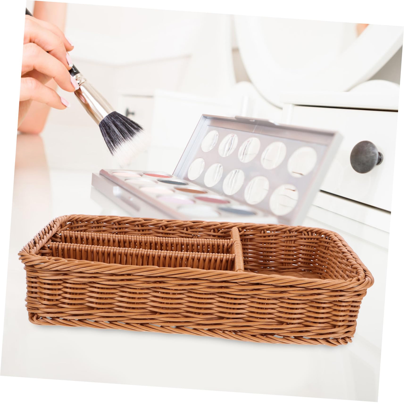 Panier de Rangement Rangement des Petits Outils 4 Compartiments pour Couverts en PP Capacité Profonde Antidérapante, Organisateur Cuisine et Salle de Bain