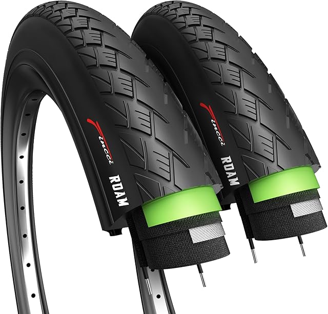 Fincci Roam Pair 700 x 32c 32-622 Tyres with 3mm Antipuncture Protection for Electric Road Mountain MTB Hybrid Bike Bicycle (Pack of 2)