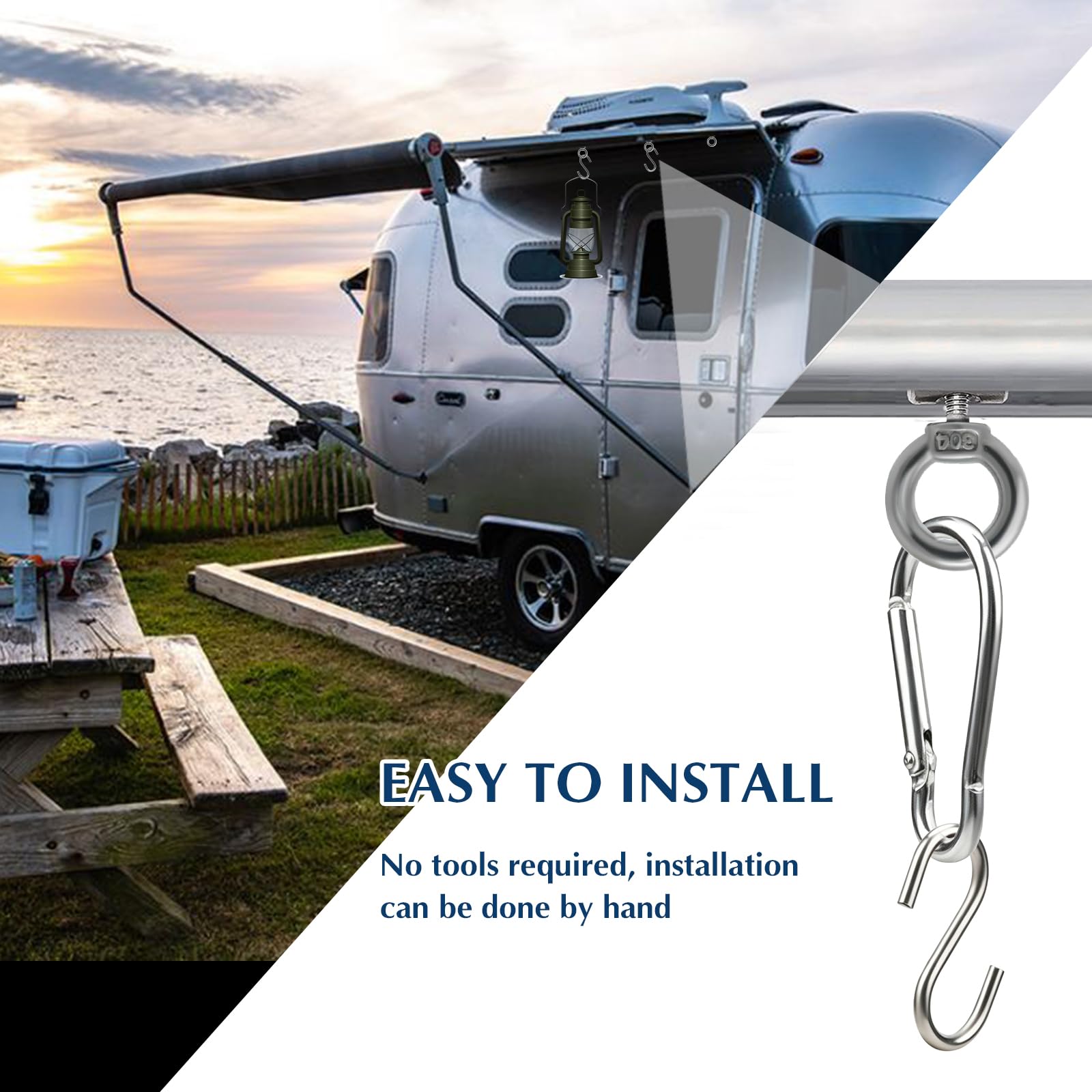 Pack De 4 Topes Para Riel De Toldo De Acero Inoxidable 304 – Ganchos Bloqueo Para Caravanas Y Autocaravanas
