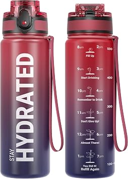 Sahara Sailor Water Bottle, 32/25/17oz Durable and Leakproof Water Bottles Motivational with Time Marker, Tritan, BPA Free, Wide Mouth with Easy Clean Brush for Gym, Travel, School, Office 1 Bottle
