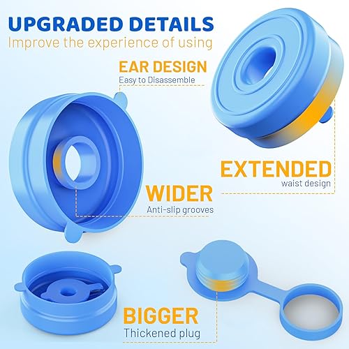 Miniatura 5 de Myvision Tapas reutilizables para jarra de agua de 3 a 5 galones, tapa segura para dispensador de agua, tapa de repuesto de silicona antiderrames,