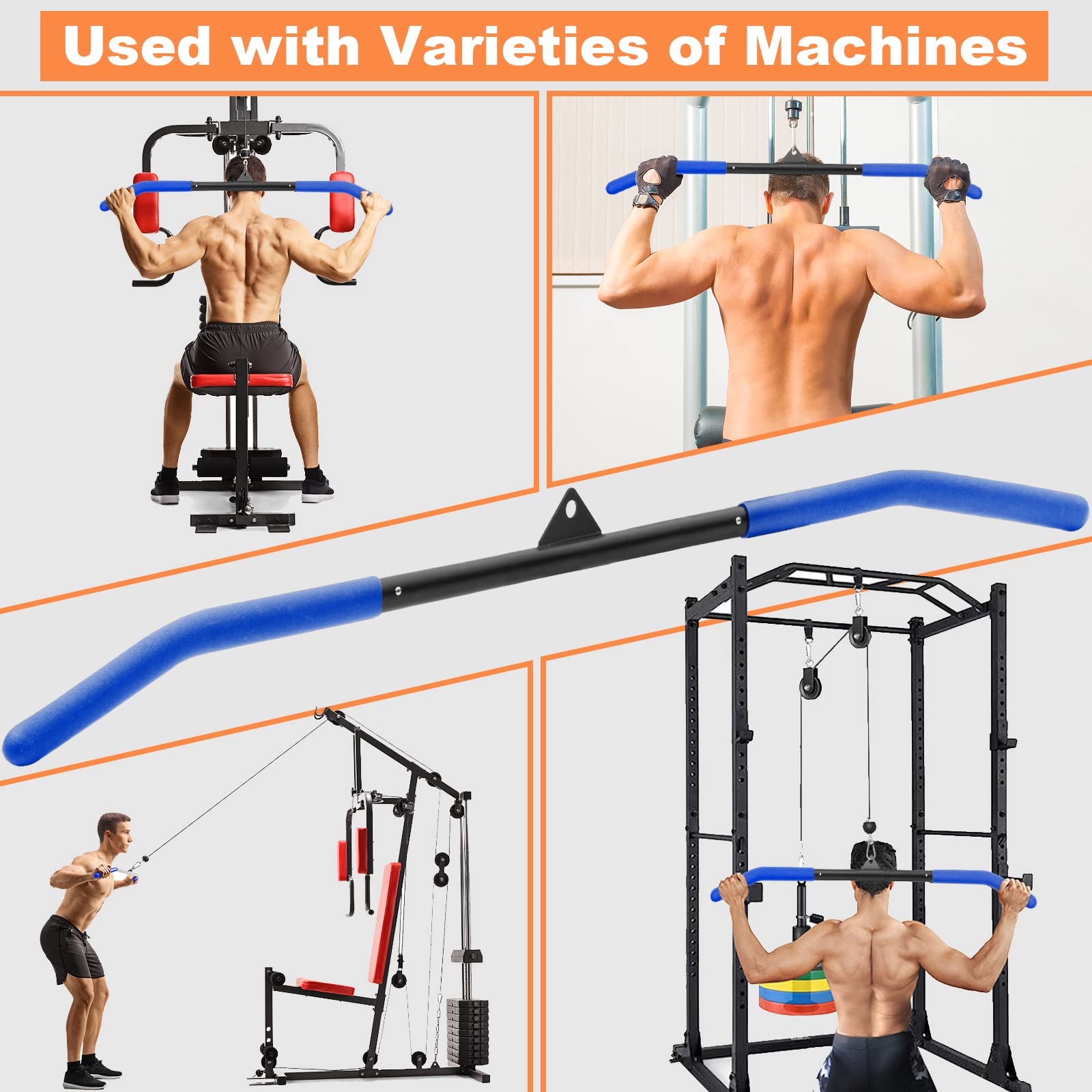 Barre De Traction Réglable Pour Machine à Poulie - Prise Neutre, Acier Qualité, Pour Home Gym Et Fitness