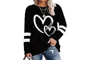 Stylish Plus Size Heart Print Long Sleeve