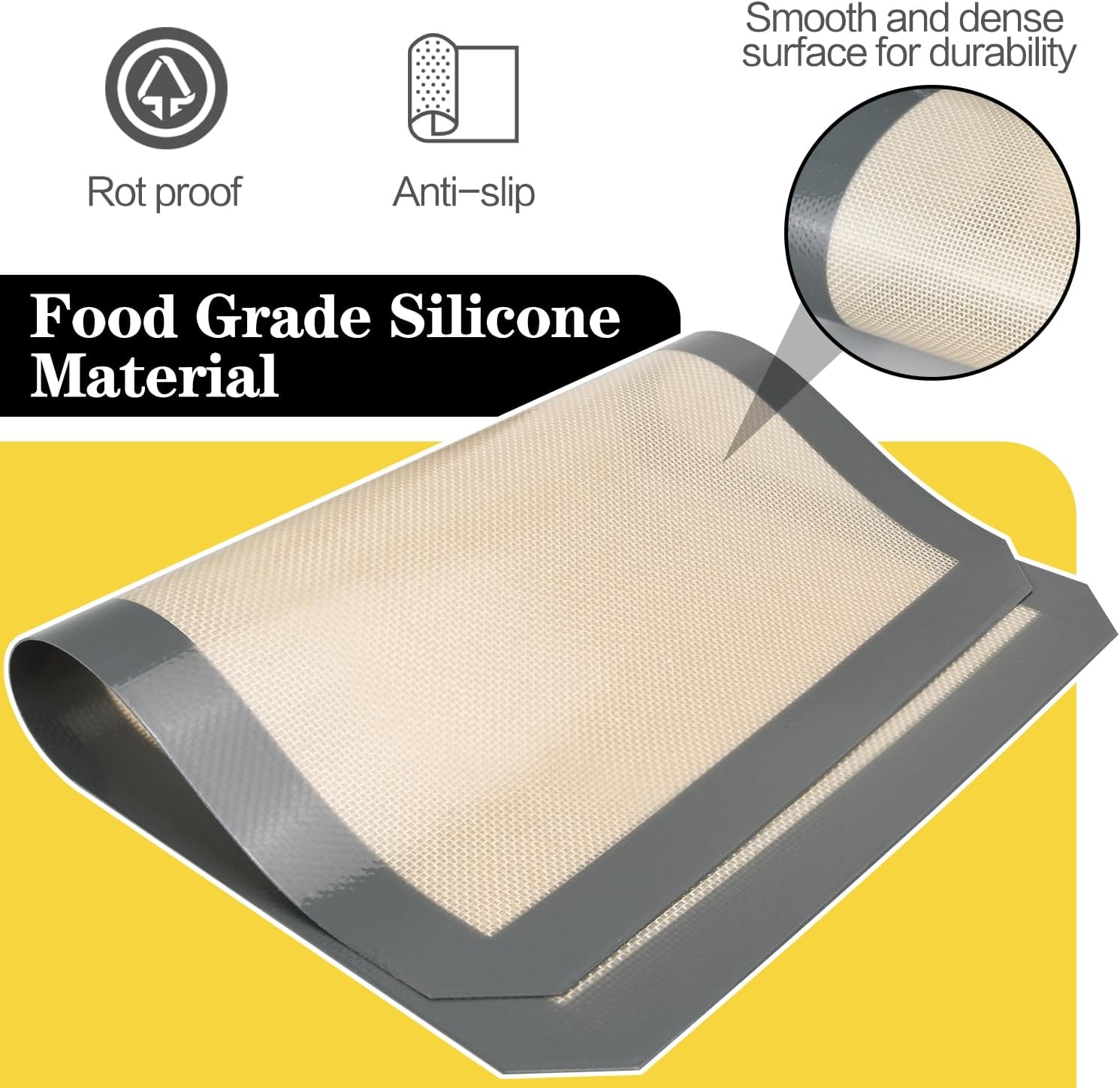 Silicone Baking Mat, 2pcs 16.5″×12″ Silicone Reusable Baking Mat, Non-Stick, Food Safe Oven Baking Mats for Baking, Making Cookies, Bread
