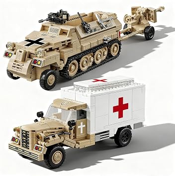 WW2 Military Building Set, Blitz Truck & Armored Halftrack Building Blocks Toy, Army Tank Bricks Set Home Decor Collectible, Gifts for Military Enthusiasts, 994 PCS