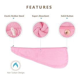 AIDEA Microfiber Hair Towel Wrap, 2 Pack Hair Turbans, Super Absorbent Quick Dry Hair Towel Wrap for All Hair Types Anti Frizz, 2610, Pink