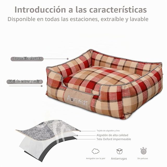 Foto 4 de 5 de PETCUTE Camas para Perros,Cojín Antideslizante para Perros,Lavable Cama para Perros Medianos y Pequeños,Cama…