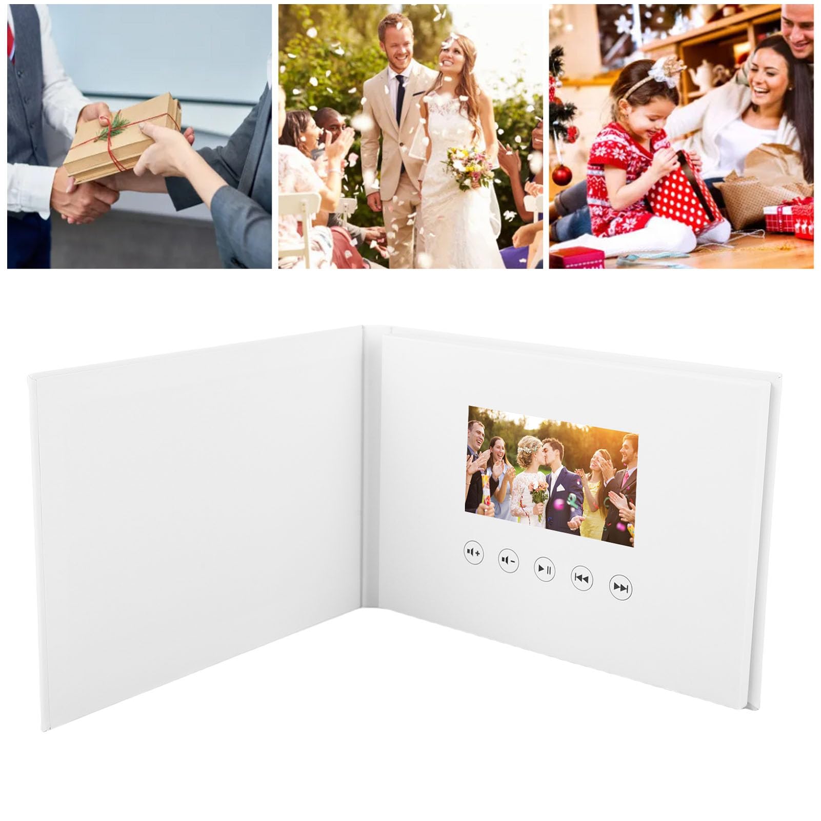 Carte de Voeux Vidéo, Livre de Mémoire Vidéo Album Numérique avec 4 Go de Stockage pour Les Mariages, Les Retraite, Les (Batterie de 400 Pouces 500mAh Li ION)