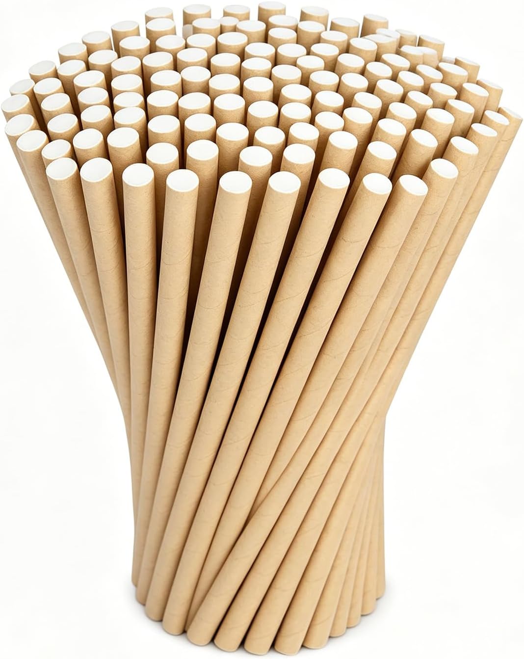100 PCS Eco-Friendly Paper Straws, Biodegradable - Great for Smoothies, Milk and More - Great for Eco-Friendly Events and Everyday Use - Individually Wrapped (Brown)