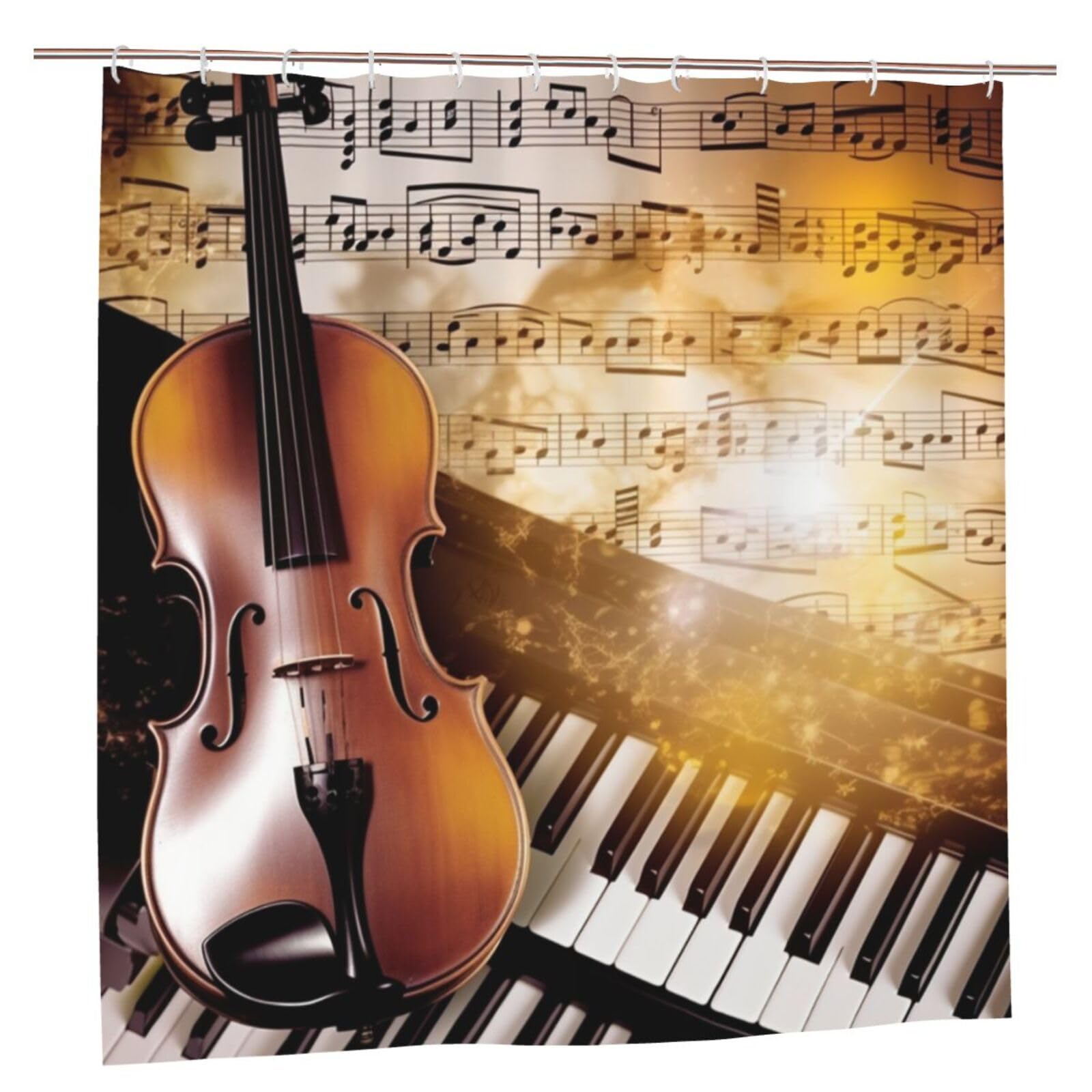 Rideau de douche en tissu de qualité supérieure motif piano