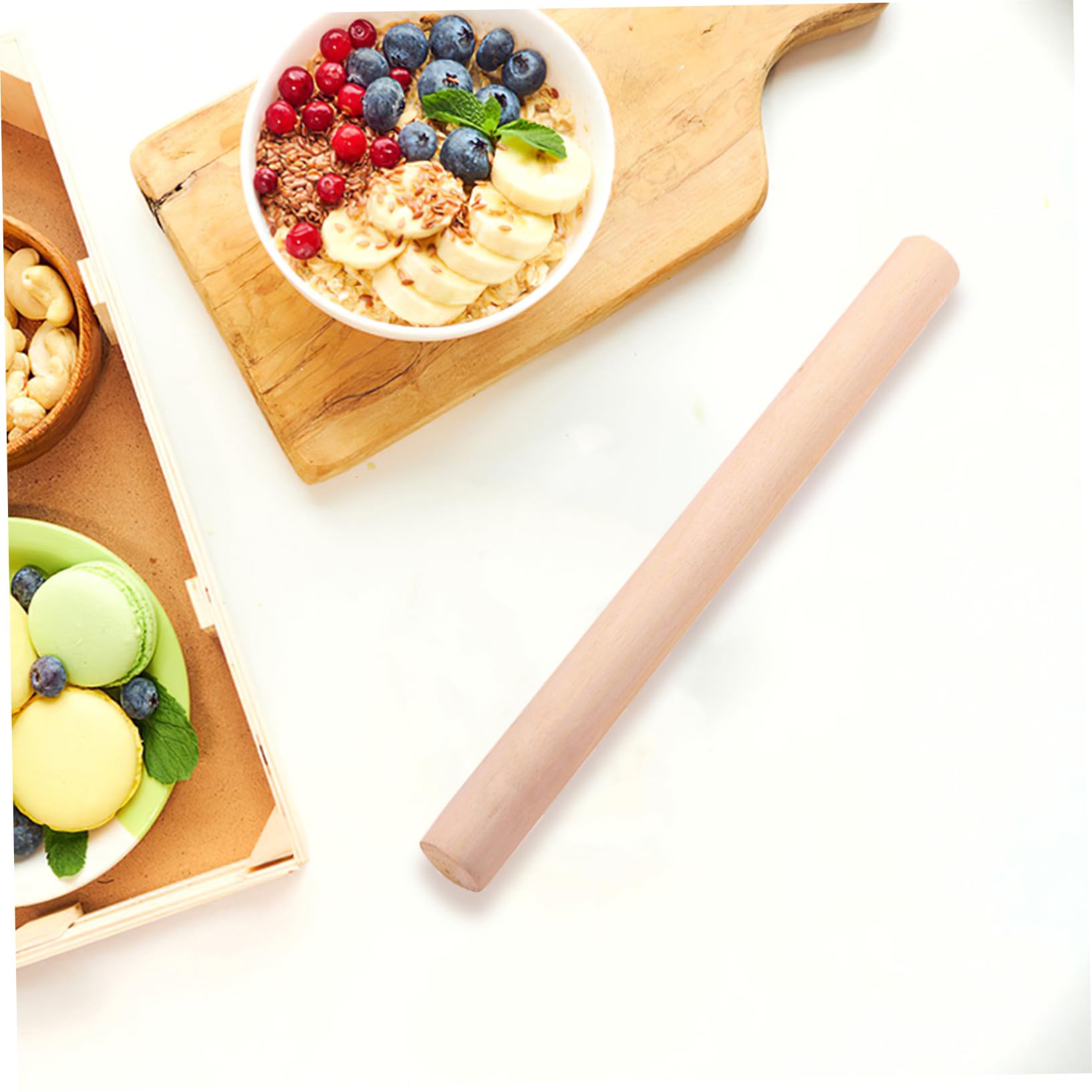Rodillo de Madera Antiadherente para Amasar Masa, 10 Piezas, Superficie Natural, Herramienta para Hornear, Adecuado para Repostería y Pizza en Cocina Doméstica