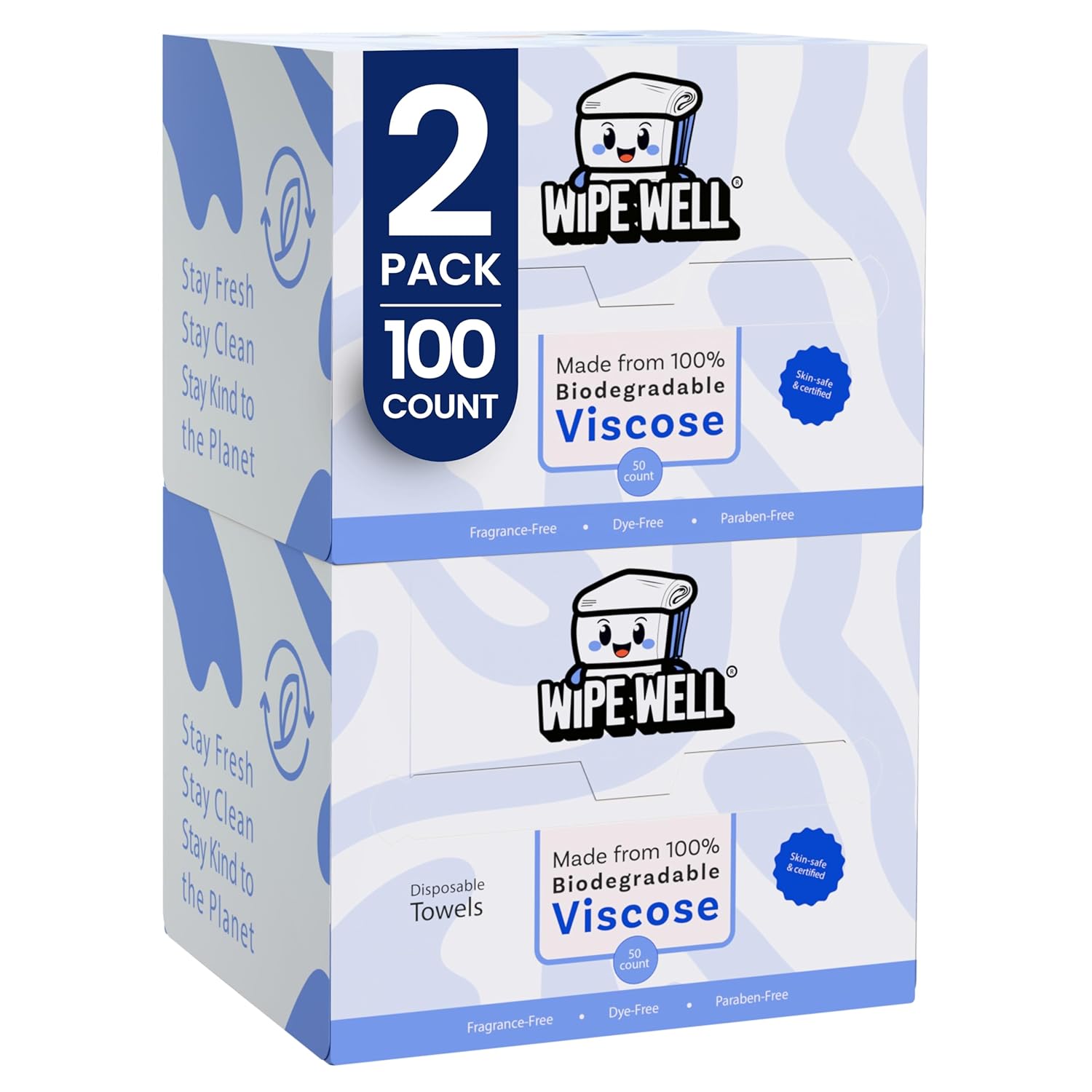 Disposable Face Towels for Sensitive Skin, Biodegradable Ultra Soft Facial Dry Wipes, Multi-purpose for Skin Care, Dye-Free, Paraben-Free, Lint-Free, Makeup Remover Clean Towel
