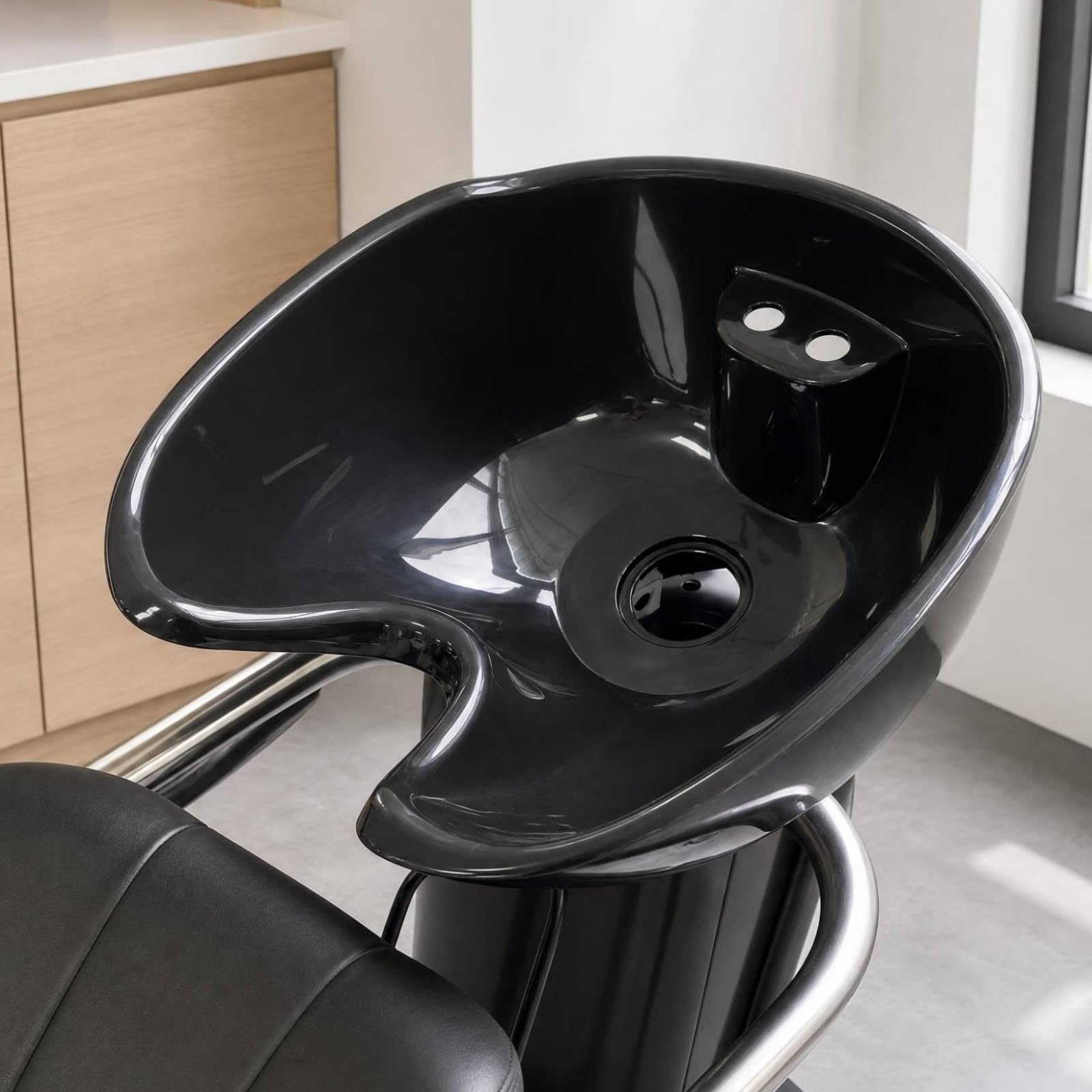Friseur-Shampoo-Becken Nackenöffnung Kunstmaterial-Shampoo-Becken Ablaufloch Friseurbecken für Friseursalon, Haarwäsche, Ausspülen, Weiß