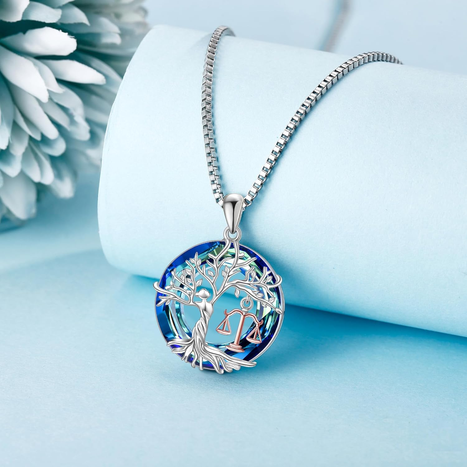 YAFEINI Tree of Life Goddness Necklace Sterling Silver Tree of Life Necklace Lady Justice/Witches Knot/Breast Cancer Survivor Jewelry Gifts for Women