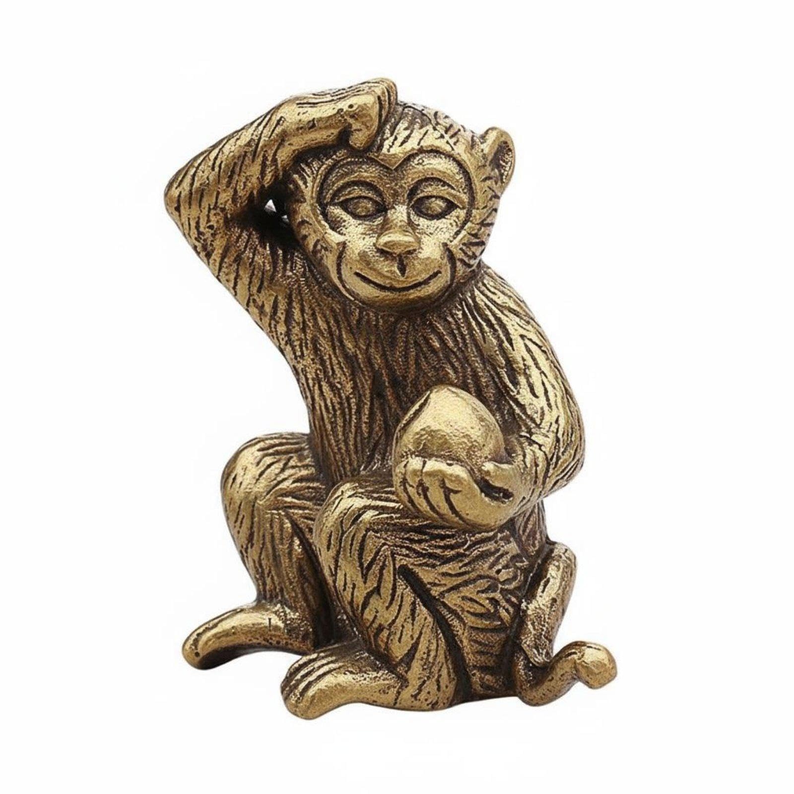 Chinese Astrological Brass Figurine, Detailed Craftsmanship Brass Chinese Astrological Statue Symbol of Prosperity Solid Copper Animal Figure Large Monkey|Antiques| Asian Antiques| China|-image-40