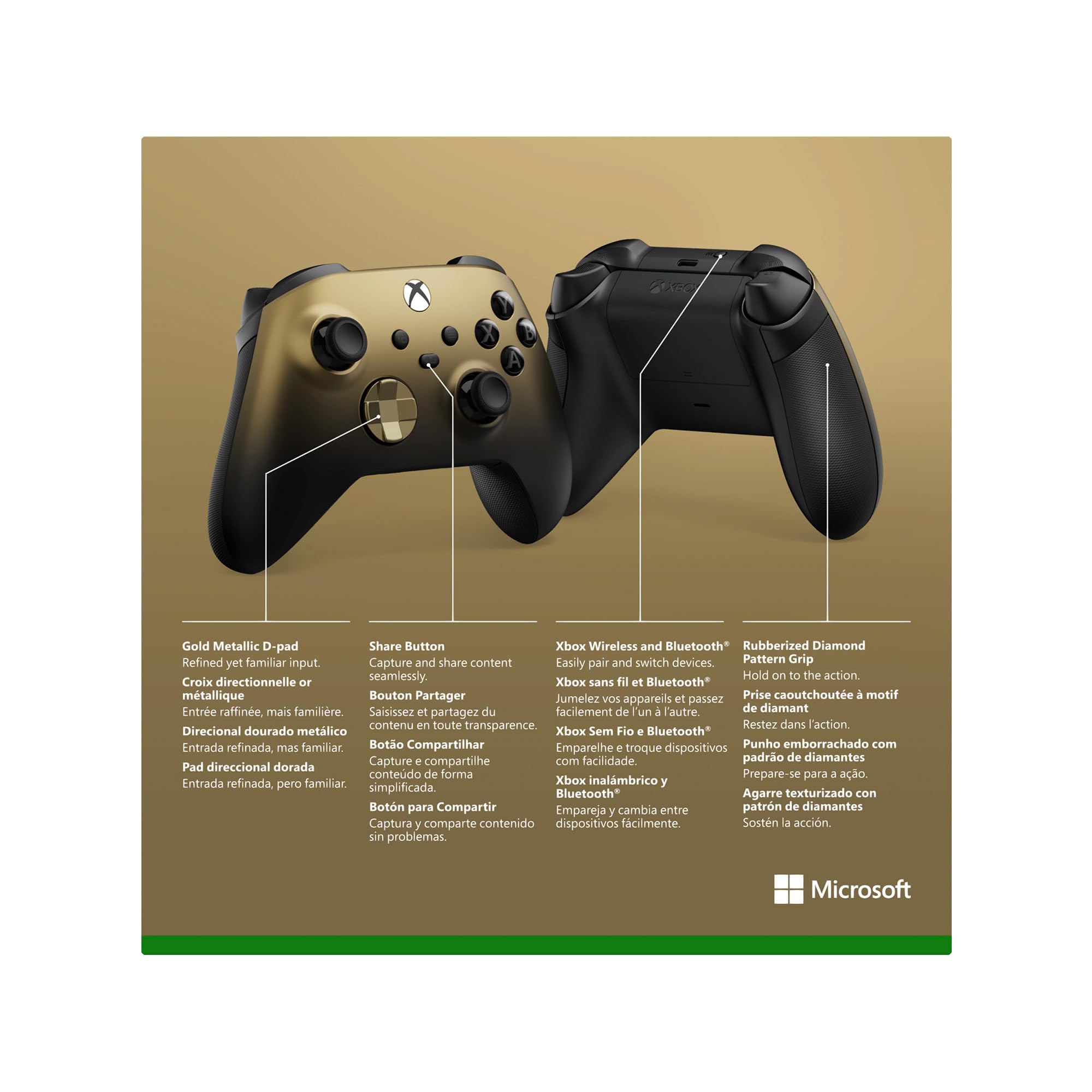 Xbox Controller Wireless Gold Shadow Special Edition Series X|S, One, Windows 10/11, iOS y Android