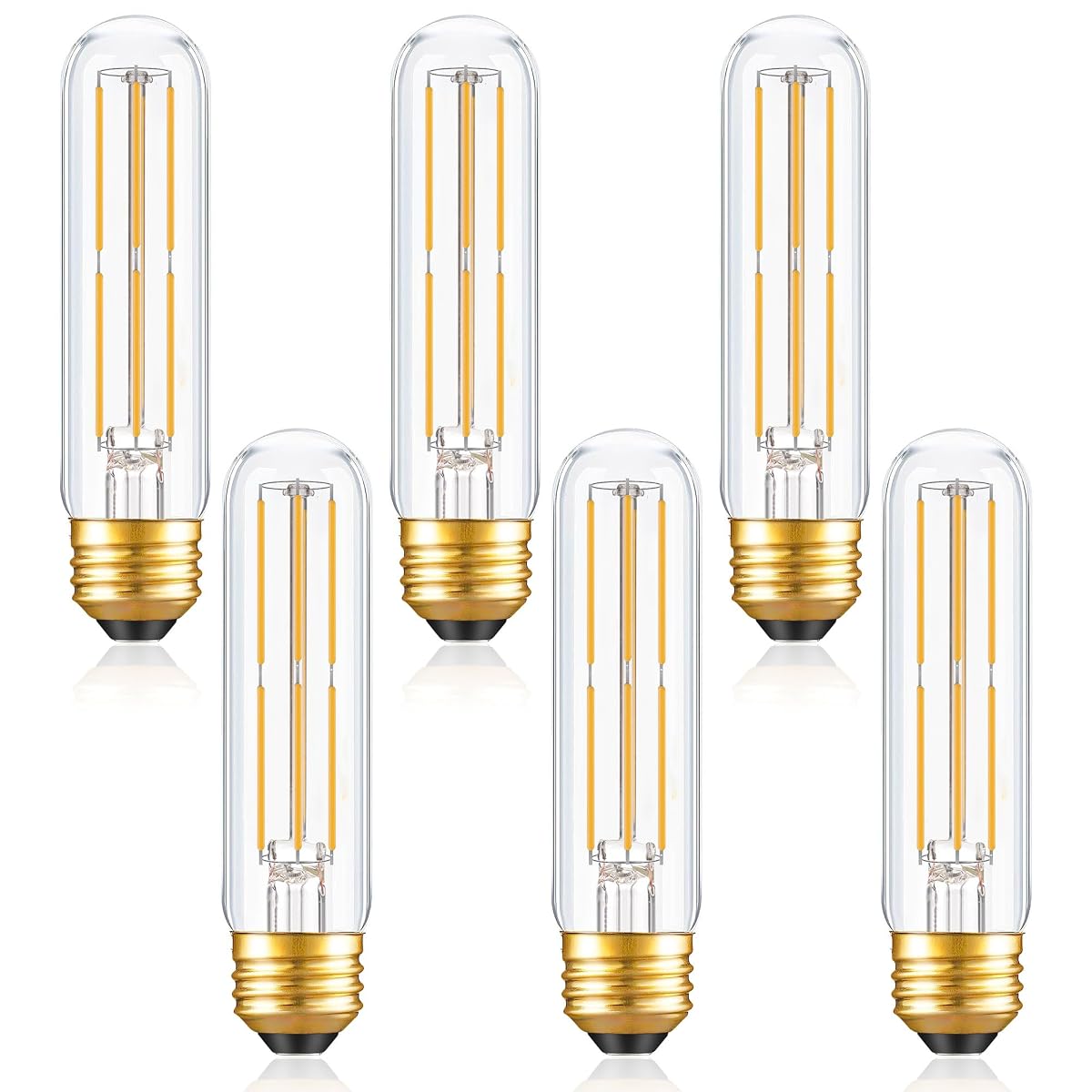 PADMO LUDAZ Dimmable E26 T10 LED Bulb 6W Warm White 2700K 600LM 5 Inch 6 Pack