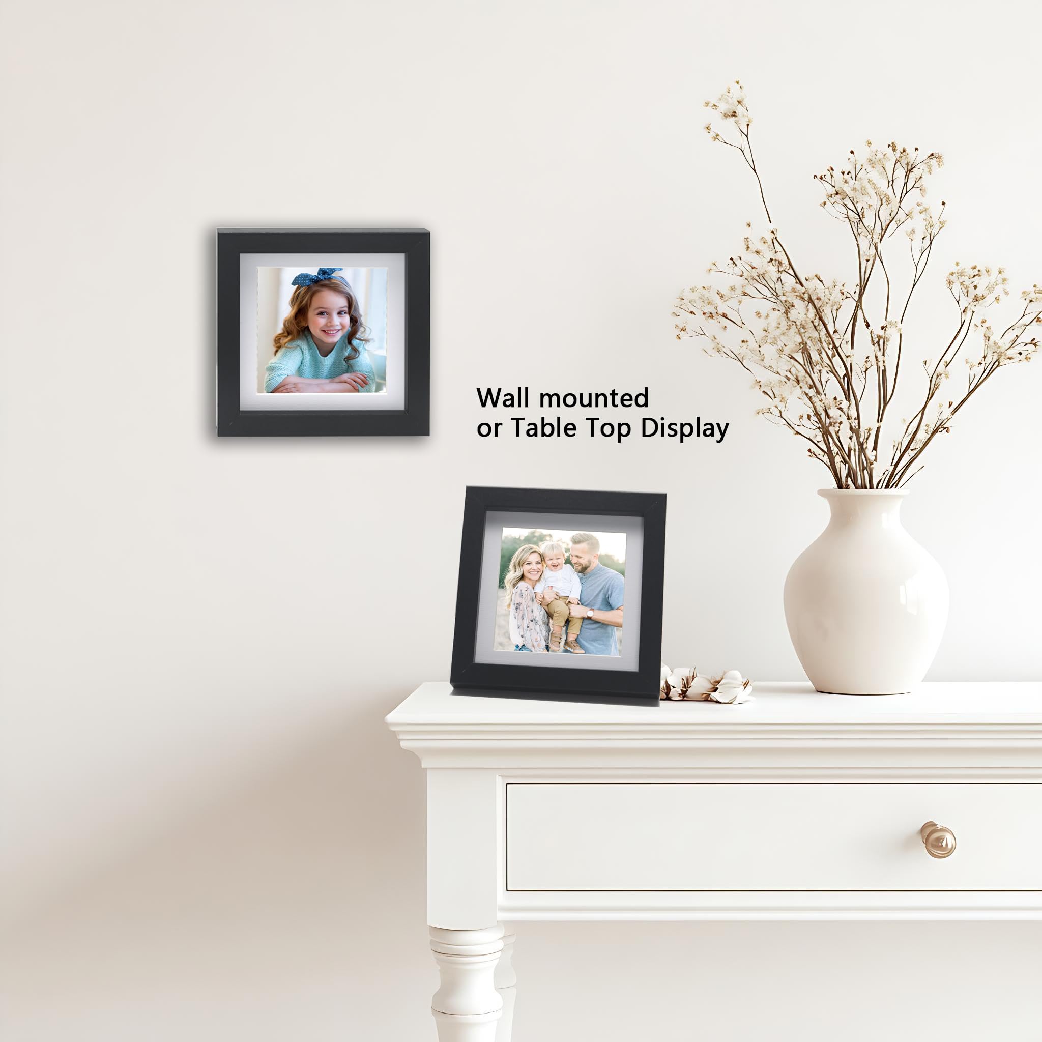 Black 5X5''(12.7x12.7cm) Square Photo Frame Set of 3 with Mount for 4x4'',Garllery 4x4'' (10.16x10.16cm) Picture Frame,5x5'' photo frames For Wallmounted & Desk Top - Image 4