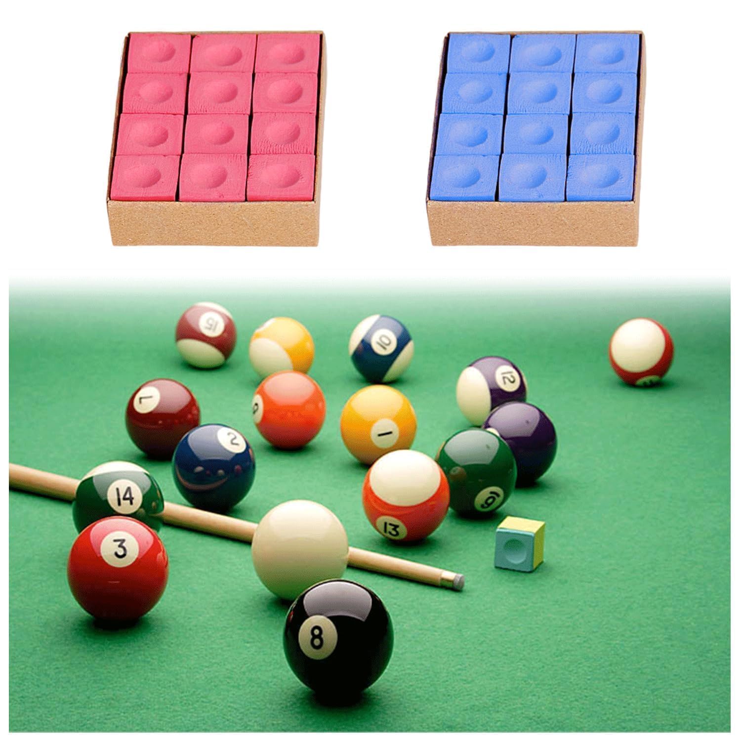 Gessetti Da Biliardo LNGJIN - 24 Pezzi Cubetti Blu E Rossi Per Stecche | Gessetto Professionale - Foto 11