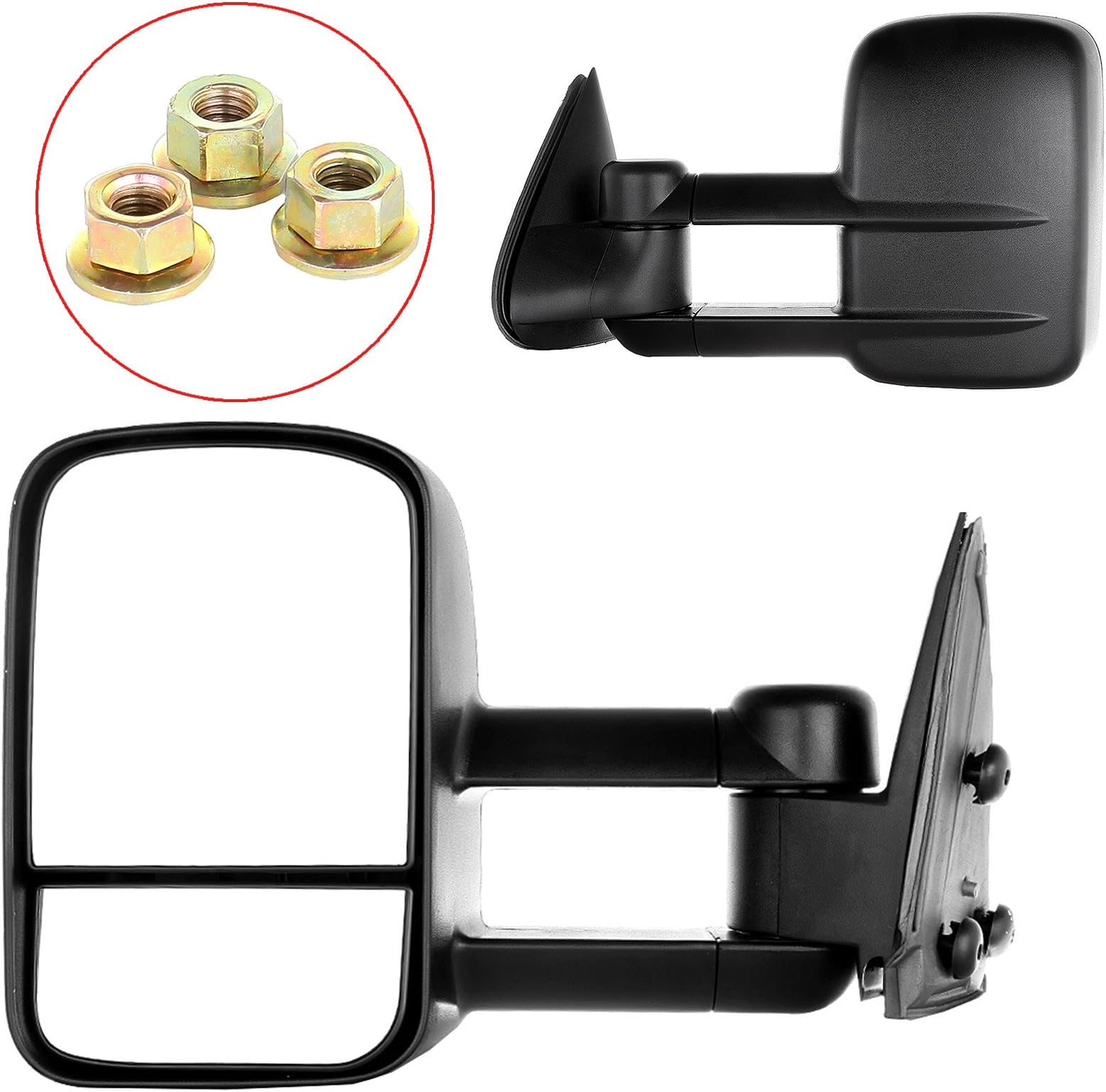 OCPTY Tow Towing Mirrors Manual Telescoping Side Door Mirror for 1999-2007 Silverado Sierra (07 Classic Models), 2000-2006 Suburban Tahoe Yukon XL Yukon Pair Set Black View Mirror