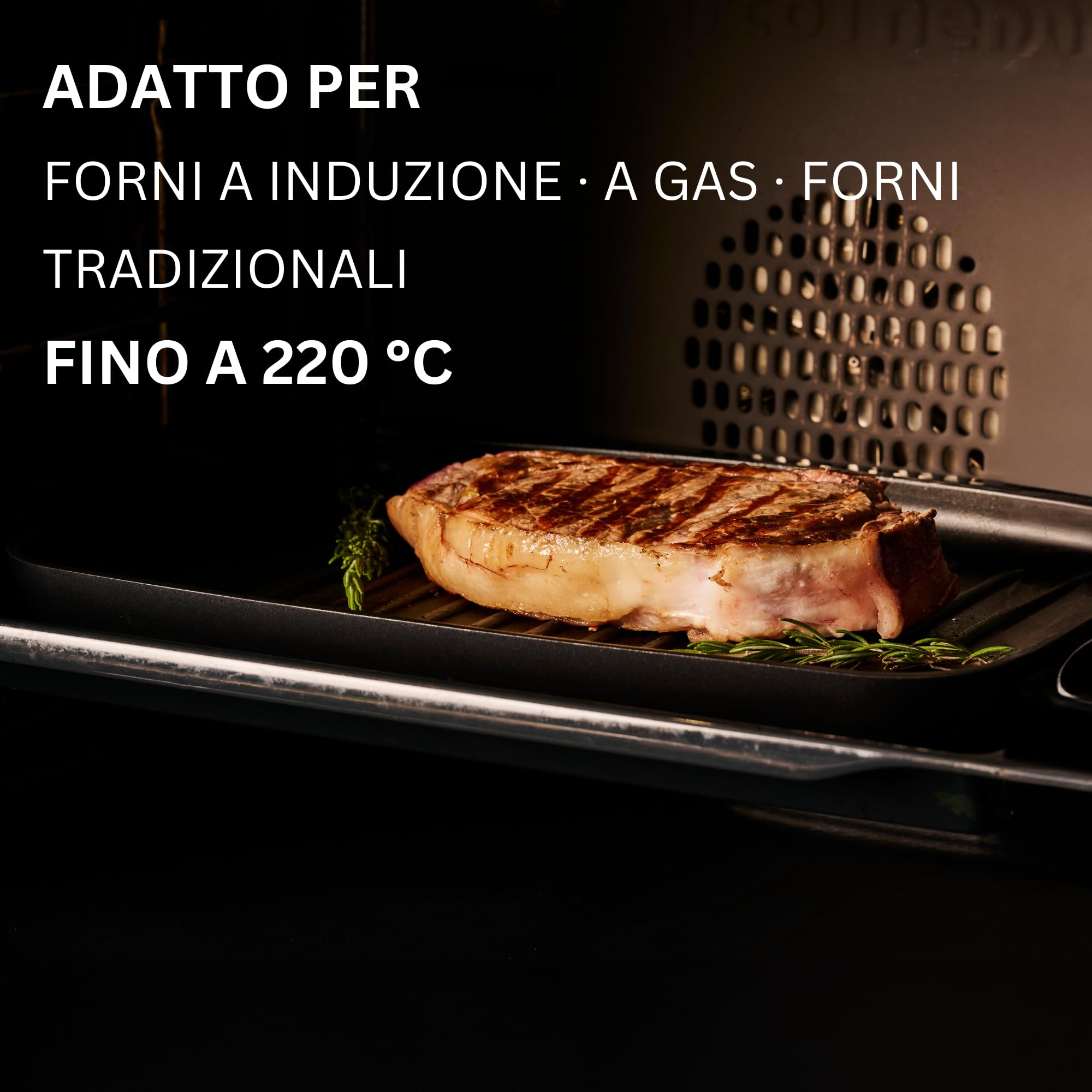 Stone&Stone Bistecchiera Induzione 47 cm Rettangolare, Piastra Grill Induzione BBQ Antiaderente con Rivestimento Ceramico Tedesco, Fondo Acciaio Pieno, con Pinza, Gas e Forno, Senza PFAS PFOA PTFE