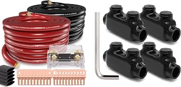 1/0 Gauge Wire 40ft Copper Clad Aluminum CAA Car Amplifier Power & Ground Cable 2/0-6 Gauge Wire Connectors Aluminum to Copper Polaris Connectors Insulated Inline Splice Connector