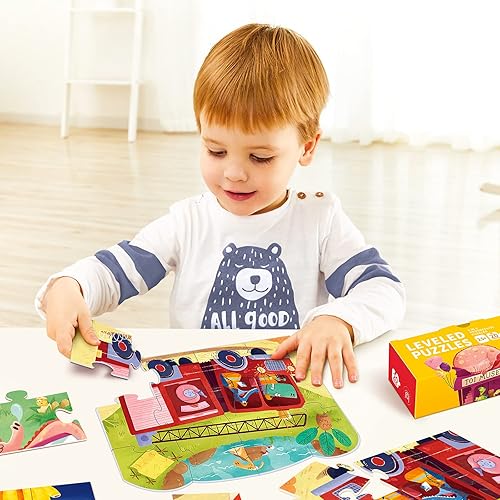 Miniatura 7 de TOI Rompecabezas nivelados para niños de 2.5 años en adelante, rompecabezas de aprendizaje preescolar, juego educativo de piezas grandes para niños