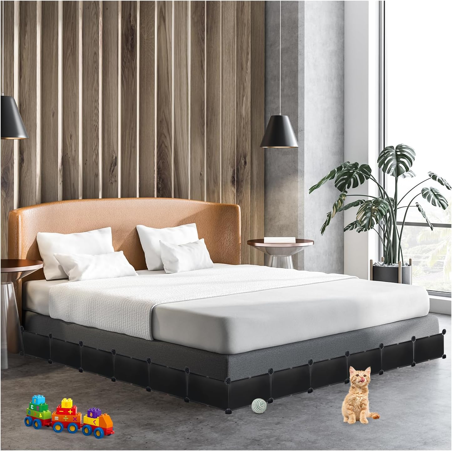 Under Bed Blocker for Pets, Easy to Install 7 Pack Bed Blockers for Under Bed, 83" Under Couch Blocker, Expandable Design, Blocks Dogs Cats & Stops Lost Toys Under Furniture, 12L*6.7" H
