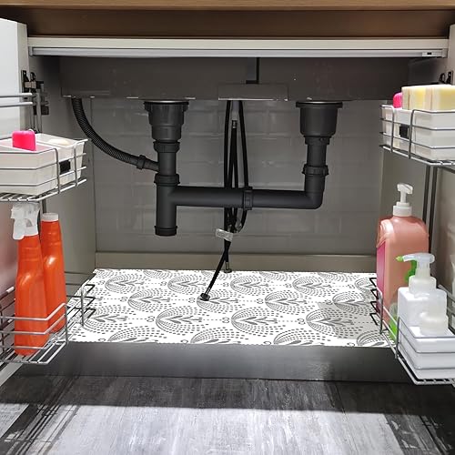 Miniatura 8 de Tapete para debajo del fregadero, 24 x 36 pulgadas, duradero e impermeable, tapetes prémium para proteger los gabinetes de cocina y baño, absorbente