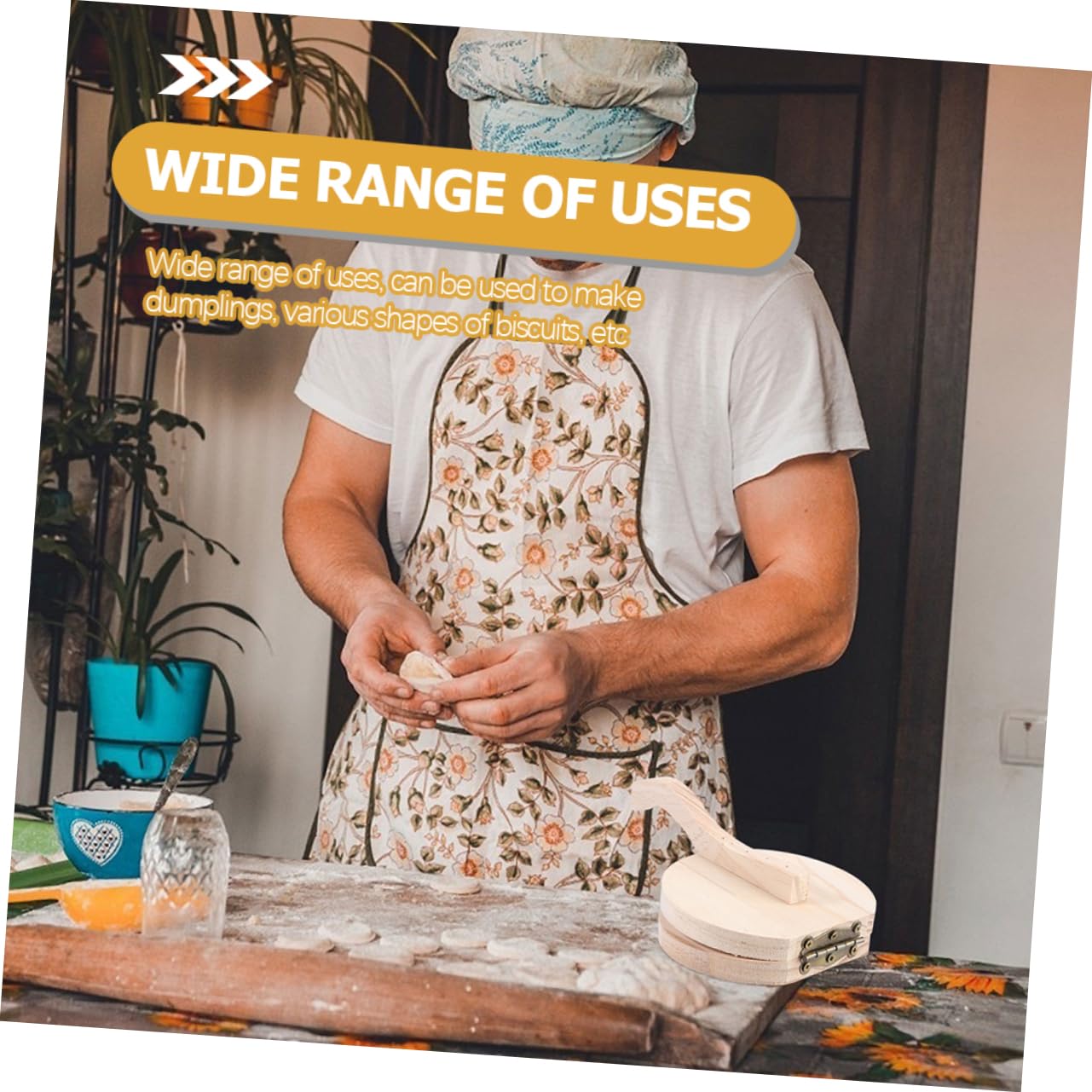 HOLIDYOYO Practical Wooden Dumpling Wrapper Presser Save Time Lever Design Suitable Wrappers