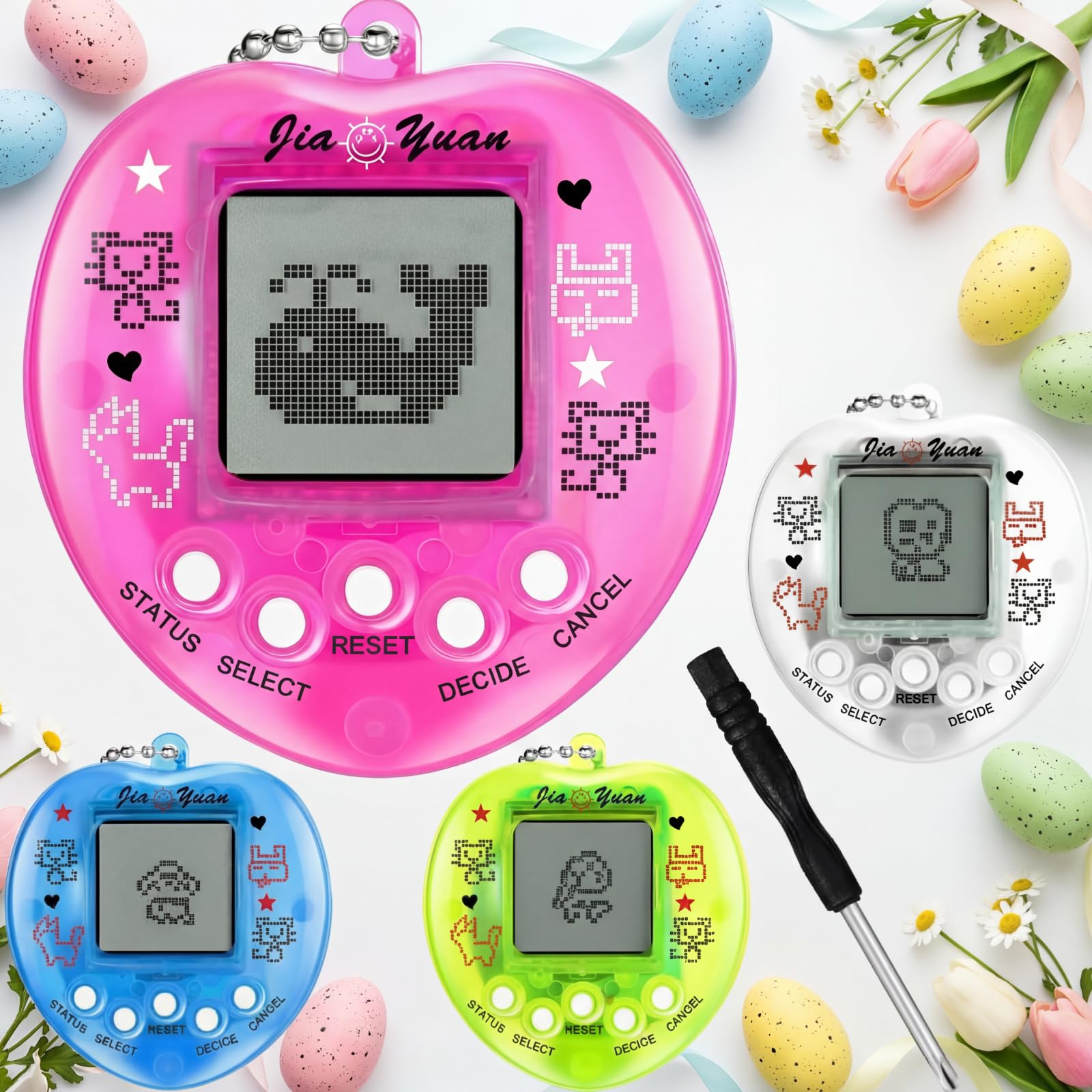 Sosation 3 Pcs Virtual Pets Keychain Virtual Electronic Digital Pets Keychain Christmas Party Favor Stuffers Retro Handheld Game Machine Nostalgic 90s Toy for Girls Boys Birthday Gift