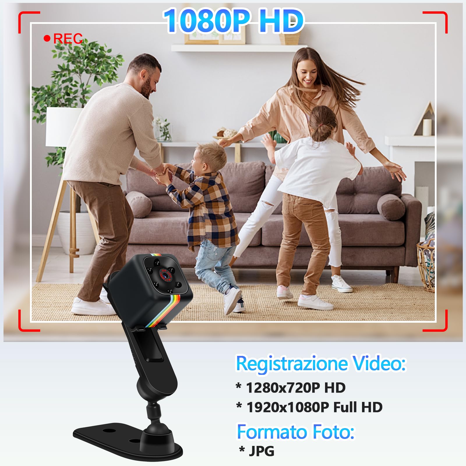 Pudet Luo Telecamera Spia Mini, Più Piccola 2,2 cm 1080P & 720P HD Mini Telecamera Spia Nascosta, Visione Notturna Alta Qualità Microcamera Spia con Rilevamento Movimento, Registrazione a Ciclo - 3