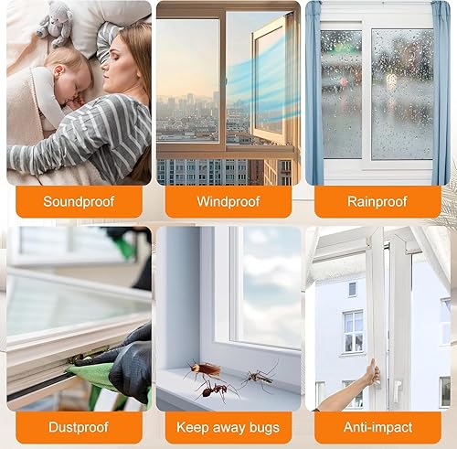 Miniatura 2 de Bruiefpap Burlete impermeable de 39.4 pies para puertas y ventanas, aislamiento autoadhesivo para ventanas para invierno, burlete para tapón de Gris