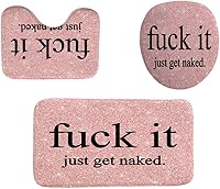 Vista 1 de Fuck It Juego de baño de tres piezas Get Naked, alfombra antideslizante impermeable, cubierta de inodoro y alfombrilla de baño