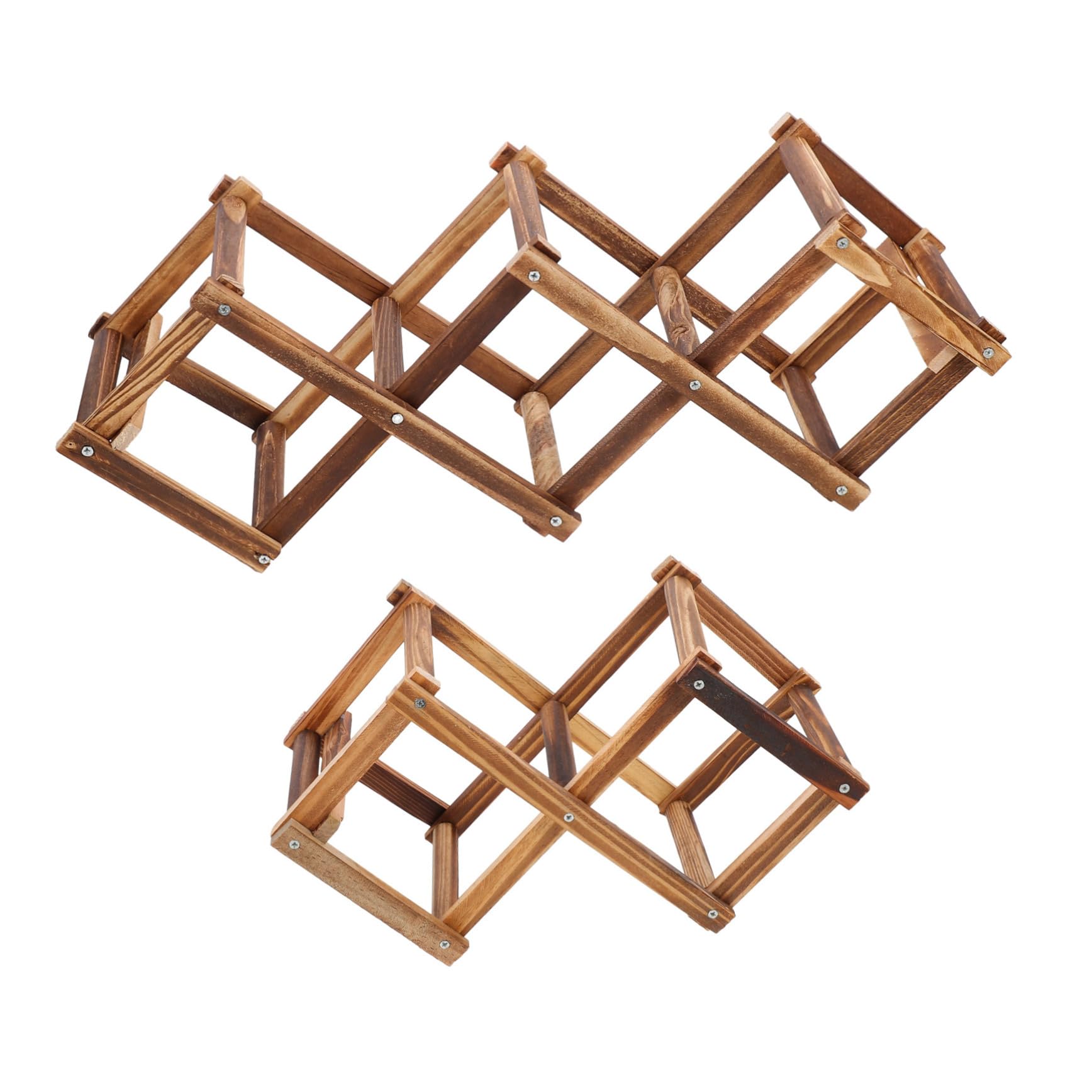 Étagères à vin marron Gatuida pliables en lot de 2 pour rangement de 3 et 5 bouteilles