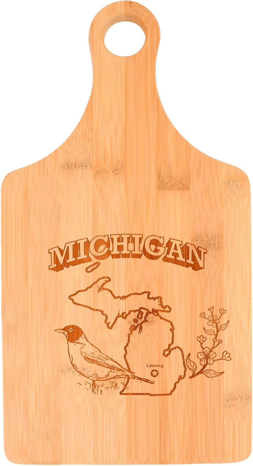 State Pride Michigan Kitchen Decor Michigan Cheese Board Decorative Paddle Shaped Wood Serving Board