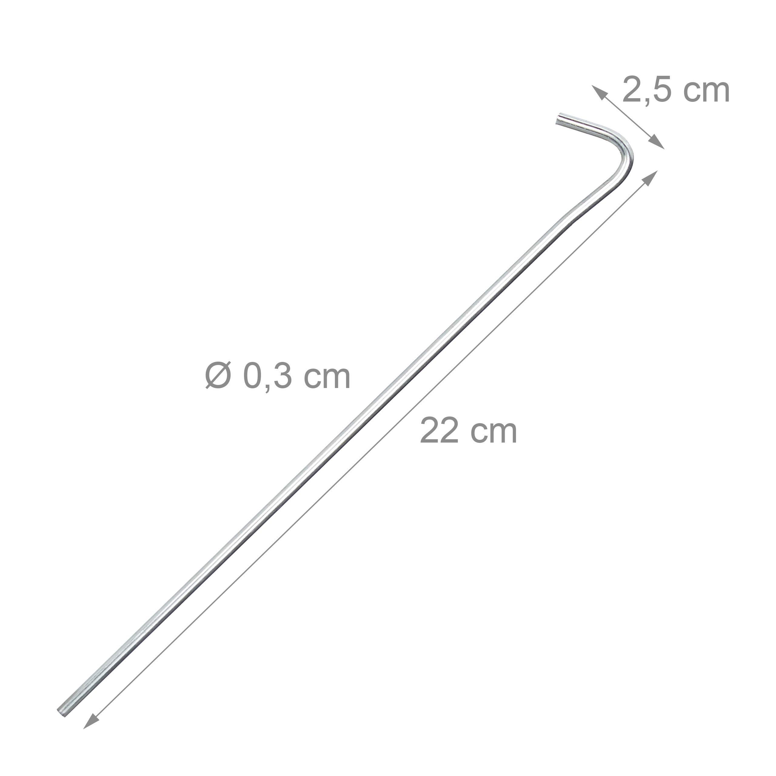 Piquets de Fixation Sol, Sardines, Lot de 200, Acier galvanisé, Tente de Camping, 22 cm, Résistantes, argenté | Piquet de fixation pour tente, à barbelés, 22 cm, en acier