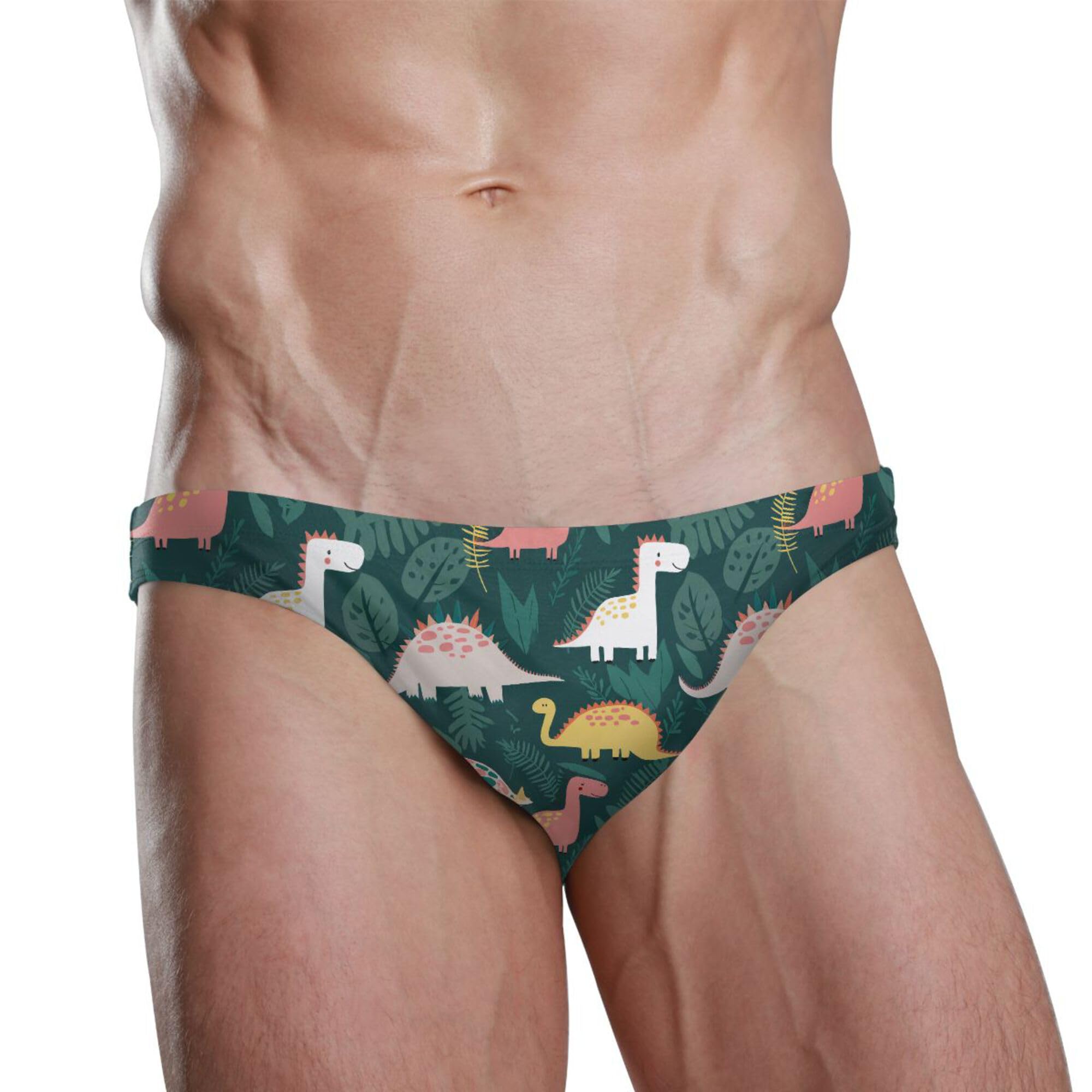 Mens Swim Briefs Cute Dinosaur Swimwear Bikini Swimsuit XL B0404082