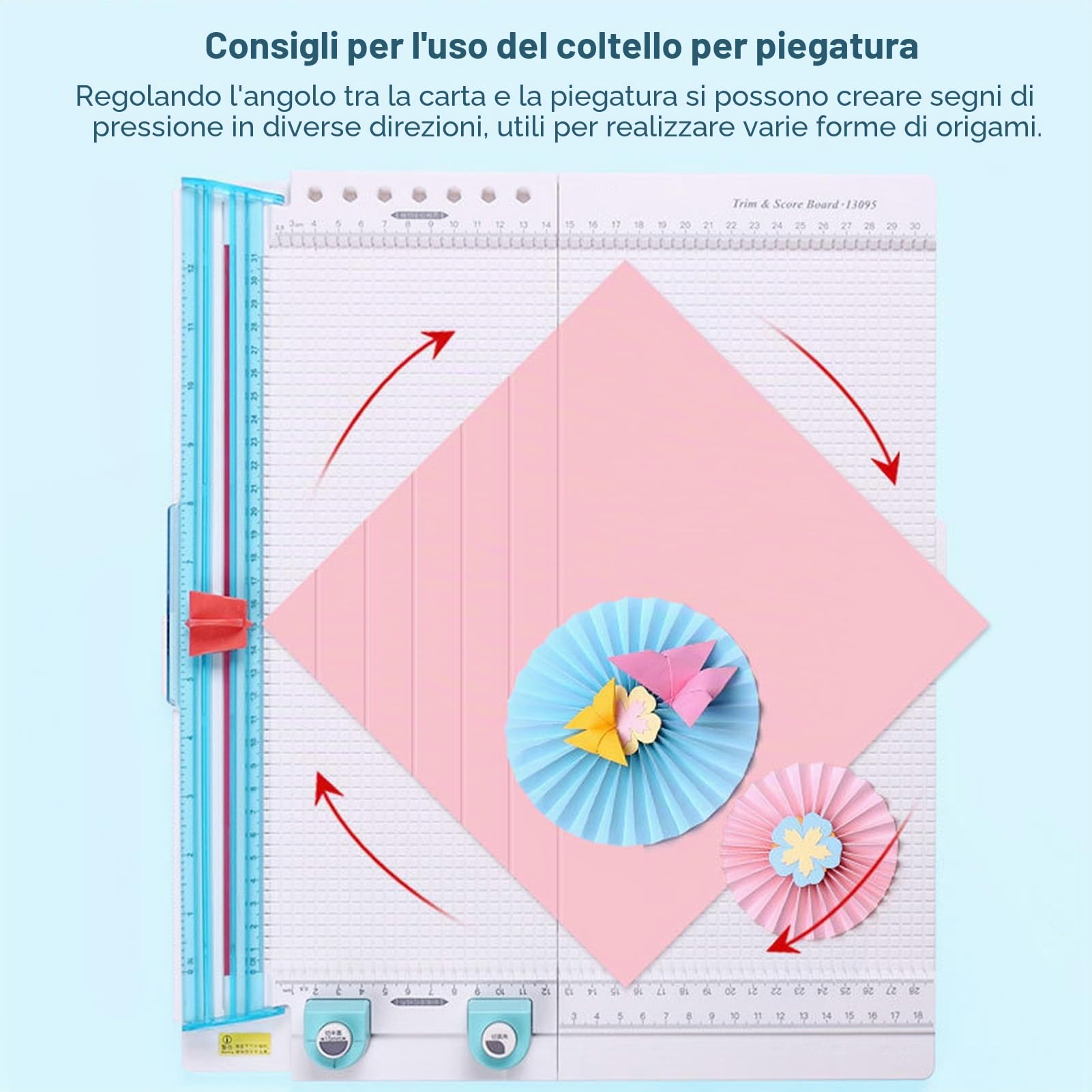 Taglierina per Carta 7 in 1, Taglierina per Carta Segnapunti, Taglierina per Carta Artigianale, Taglierina per Carta Artigianale con Linee di Griglia e Riga Laterale per Cartoncino
