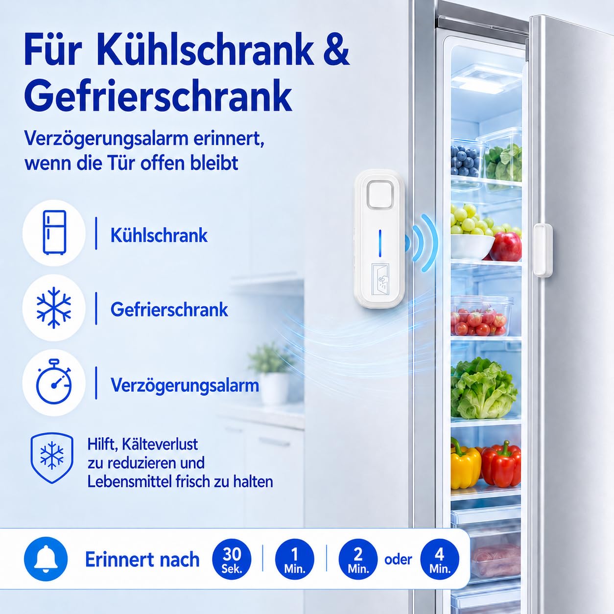 Sanjie Türalarm, Tür- und Fensteralarm Einbruchschutz mit Sofort- & Verzögerungsalarm, ohne Bohren, 0–120 dB einstellbare Lautstärke, 5 Modi, für Wohnung, Haus, Kinder & Senioren, 1er Set
