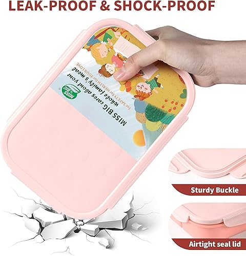 Miniatura 3 de MISS BIG  Lonchera estilo bento para niños, a prueba de fugas, lonchera ganadora de Mom's Choice, sin bisfenol A ni tintes químicos, apta para