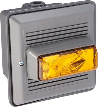 Horn Strobe, Horn, Continuous, 24 V AC, 24V DC, 90 dB, Amber Lens, Gray Housing - 1 Each