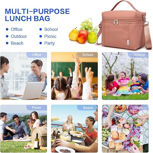 Miniatura 8 de NOL Natural Organic Lifestyle - Loncheras aisladas para mujer, bolsa enfriadora, ligera, de nailon, impermeable, para el trabajo (rosa oscuro, M