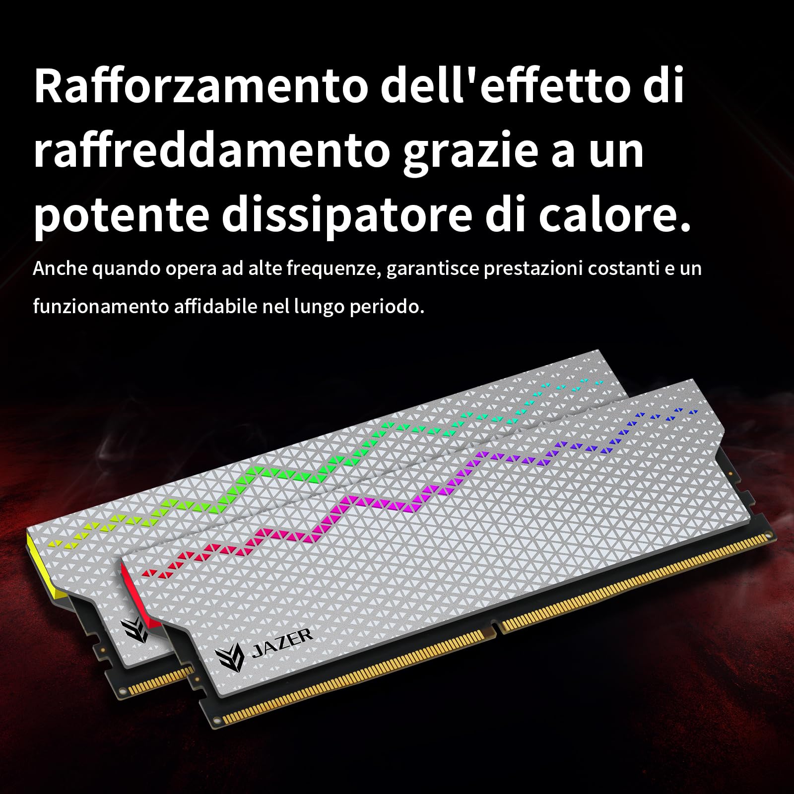 JAZER RGB RAM DDR5 32GB Kit (2x16GB) 6000MHz CL36, Memoria Desktop PC UDIMM DRAM 288-Pin, Memoria Computer da gioco DDR5 ad alte Prestazioni Supporto Intel XMP 3.0/AMD EXPO, AI, CL36-40-40-96, 1.35V