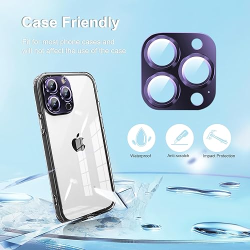 Miniatura 5 de SUPCHON Protector de lente de cámara para iPhone 14 Pro14 Pro Max, aleación de vidrio templado, cobertura completa, antiarañazos, protector de lente