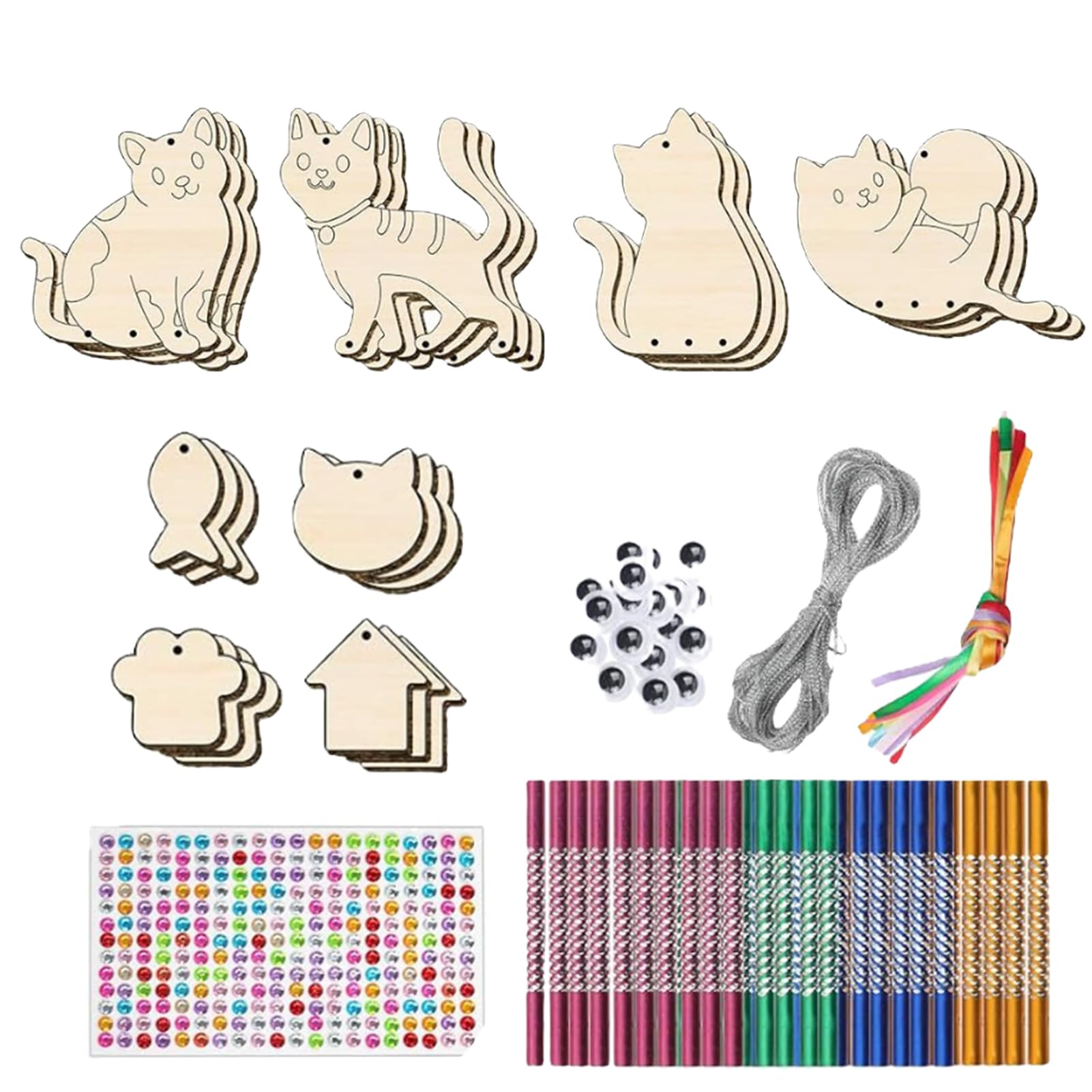 Kit de carillon éolien en bois inachevé, kit d'ornements de à vent 12 paquets